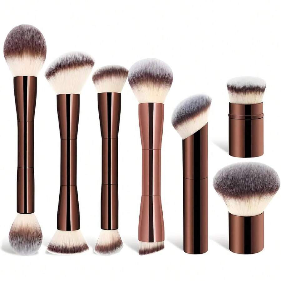 Brochas para Maquillaje, 7 PCS Set de Brochas para Maquillaje Profesional Alto Nivel, Suave y Cómodo, Se Utiliza para Lociones Faciales, Cremas, Contornos y Polvos,40037286 - Multicolor - Ver 1