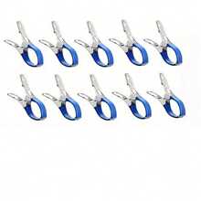 10pcs Heavy-Duty Stainless Steel Pool Cover Clips With Blue Plastic Handles - Windproof Spring Clamps For Secure Ground Pool Covers, With Durable Plastic Grips, All-Season Outdoor Use For Photography & Maintenance, Robust Clip Design - Blue - View 11