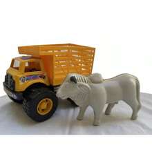 Juguete de Camión de Carga Amarilla con Figura de Toro/Buey, Camión de Granja para Niños con Neumáticos Grandes, Vehículo de Juguete