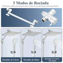 CYPNRegaderas para Baño de Lluvia de Alta Presión de 8 "/ ducha de 5 Modos Rociado mano con brazo de extensión de 11 '' cabezal de ducha ajustable con soporte manguera de 1 5 m CromoFashion - 219302756 - Ver 3