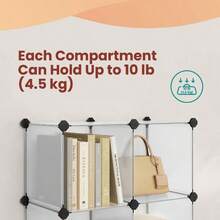 16-Cube Storage Unit, Shoe Rack, Stackable Cubes, Plastic Closet Cabinet, Wardrobe, With Doors, For Bedroom, Office, Easy To Assemble - 白色 - 查看 11