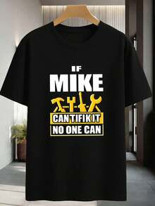 T-shirt graphique avec une citation amusante de Mike, en coton premium, coupe confortable, style hip-hop urbain, imprimé artistique - Noir - Voir 2