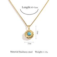 1 pieza de collar de cadena de suéter con colgante de turquesa de acero inoxidable 304 simple, de moda y versátil para mujeres - Dorado - Ver 9