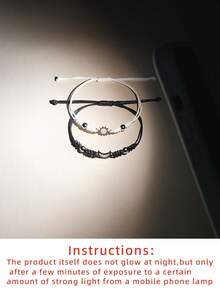 ATLVXJL 2条/套 夜光情侣/友谊手链套装，黑白绳珠，适合日常佩戴和节日礼物 - 彩色 - 查看 9