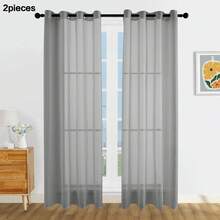 1/2 tấm rèm voan bán trong suốt/Nhiều kích cỡ/Khoen kim loại/Thích hợp trang trí cửa sổ phòng khách/Vải voan mỏng nhẹ, thanh lịch/Rèm bán trong suốt phòng ngủ/Rèm bán trong suốt có khoen khóa trên/Rèm cửa sổ trang trí kiểu nhà nông thôn/Rèm nhỏ cho nhà bếp và phòng ăn - Màu Xám nhạt - Xem 29