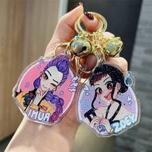 1pc K-Pop Girl Group Cartoon Idol Bell Keychain, Anime Keyring, Small Gift, Car Key Chain, Bag Charm - Multicolor - View 4