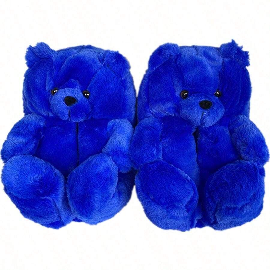 One Size Fits All, Suitable For Both Men And Women.,Teddy Bear Slippers,A Pair Of Fun And Quirky Cartoon-Themed Closed-Toe Slippers, Fun Men's Slippers, Women's Slippers, Couple Slippers, Warm Slippers, Indoor Slippers, Closed-Toe Shoes, Cute Cartoon Bear Role-Playing Shoes, Party Shoes, Fun Shoes, Quirky Shoes, Creative Shoes, Avant-Garde Cartoon Shoes, Women's Flat Home Slippers, Women's Cartoon Creative Home Slippers, Niche Design Shoes, Fashionable Home Shoes. - Màu xanh lam - Xem 1