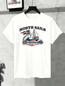 Maglietta grafica North Sails Sailing Team in cotone di prima qualità, casual, comoda, resistente, con stampa grafica unica - Bianco - Visualizzare 2