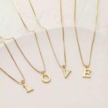 1pc Elegant Stainless Steel A-Z 26 English Alphabet Letter Pendant Necklace, Holiday Gift, Suitable For Women Daily Wear