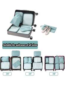 Set de 8 piezas Bolsa organizadora de viaje de gran capacidad, Cubos de embalaje de equipaje multifuncionales, Bolsas de compresión, Caja con contraseña portátil, Bolsas de almacenamiento de ropa a prueba de polvo y humedad, Bolsas de cosméticos, Organizador de baño, Artículos esenciales de viaje, Bolsa de viaje de vacaciones, Adecuado para organización de viajes, Almacenamiento en el hogar y el armario - Multicolor - Ver 4