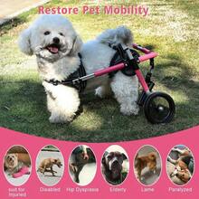 Silla de ruedas para perros silla de ruedas ajustable para patas traseras con correa para perro carros ligeros para perritos/perritos con ruedas para mascotas pequeñas extremidades traseras patas - Rosado - Ver 5