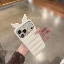 [Popular Item] Cute New Korean Design, Angel Wing Design, Down Jacket Style, Candy Color Smartphone Case, Celebrity-Inspired, Compatible With IPhone 17/17pro/17promax/16/16pro/16promax/15/15pro/15promax/14/14pro/14promax/13/. Winter, Full Protection, Perfect For Men And Women, Fashionable And Creative, Waterproof, Shockproof, Drop-Proof, Scratch-Resistant. - 銀色 - 查看 4