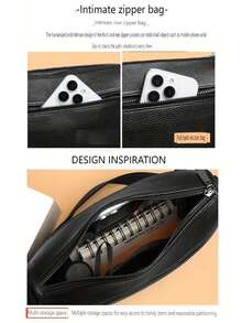 Genuine Leather One Shoulder Crossbody Bag, Large Capacity Multi-Zipper Shoulder Bag, Daily Commute Backpack, Real Leather Men's Shoulder Bag, Large Capacity Leather Crossbody Bag - Multicolor - View 8