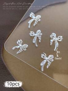 10/100/500pcs 3D Silver Bow Heart Nail Art Decorations, Korean Style Metal Bow, Star, Moon Nail Jewelry, Y2K Punk Nail Gems, DIY For Acrylic Nail Stickers, Phone Cases, Shoes, Clothes, Bags Nails Nail Supplies Nail Charms - Multicolor - View 44