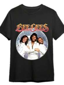 Retro Bee Gees Graphic T-Shirt For Men - Vintage 70s 80s Music T-Shirt With Bee Gees Lyrics And Member Names, Loose Fit Machine Washable For Theme Parties And Casual Outfit, Round Neck Short Sleeve For Summer With Retro Disco Design, Easy Care Garment For Men, Relaxed Fit, For All Season Wear, Iconic Bee Gees Print, Shirts, T-Shirts For Men, Christmas T-Shirt, T-Shirt For Men, Men's T-Shirt, Autumn, Shirts For Men, Men's T-Shirts, Funny T-Shirts For Men, Christmas Shirt - 黑色 - 查看 1