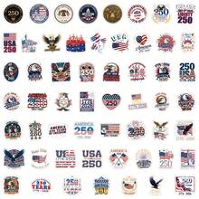 56张美国建国250周年纪念贴纸，剪贴簿装饰贴纸，美国主题250张精美贴纸套装，爱国主题时尚贴纸，美国生日贴纸，乙烯基防水贴纸，可用于水瓶、电脑、笔记本电脑、手机、行李箱、笔记本、冰箱等。 - 彩色 - 查看 3