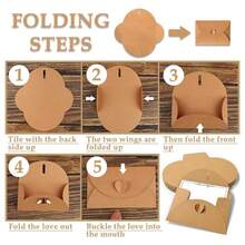 40 Pack Mini Envelopes With Heart Shaped Clasp, Small Kraft Paper Envelopes With Love You Card Cards With Blank Cards For Business Card For Gift Cards Weddings Party Favors (4.1 X 2.8 Inch) - 棕色 - 查看 6