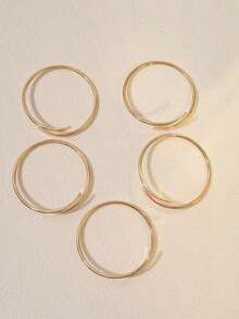 Conjunto de brazaletes con diseño de martillo, flecha, floral, hexagrama exagerado, pulseras abiertas retorcidas, regalos de joyería - Dorado - Ver 4