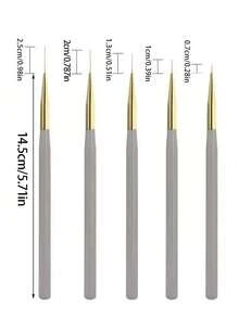 5pcs/Set Ultra Fine Nail Art Detail Pens - Precise Drawing Pens, Easily Outline Complex Lines; Ultra Fine Nail Art Detail Pens; Nail Art Drawing Tools; Nail Art Pens; Brush Design; Easy To Use; Soft & Durable Material; DIY Nail Art - Multicolor - View 11