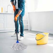 KeFanta Mop For Floor Cleaning,2 Pcs Cotton String Wet Mops Replacement Head Refill Compatible With Microfiber Cloth Mop &Amp; 08" Diameter Mops Handle(1 Handle &Amp; 2 Heads) - Màu be - Xem 8