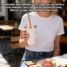 1 pieza de vaso con pajita, ligero, resistente a caídas, fácil de transportar, hermético y anti-derrame, ideal para beber agua en la vida diaria, actividades al aire libre, entrenamiento físico y uso doméstico, con múltiples diseños y especificaciones a elegir, además puede servir como decoración de mesa, perfecto para regalar en fiestas, cumpleaños y reuniones. - 104305 Blanco - Ver 5