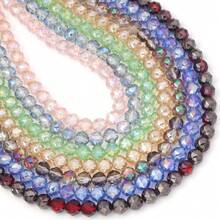 1 Strand 8mm Transparent Crystal Multi-Faceted Beads, Shiny Coated Glass Beads For DIY Jewelry Making, Approx. 68pcs/Strand - Transparent Flower Ball Beads - View 7