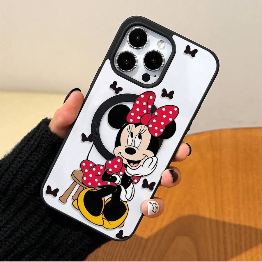 Disney.‌ What Minnie Mouse Patterned Phone Case With Fun Butterflies And Vibrant Colors. Compatible With IPhone 17, 16, 15, 14, 13, 12, And 11 Pro Models. Features Shockproof Protection. An Ideal Gift For Family, Friends, Birthdays, And Special Occasions Like Valentine's Day. - 黑色 - 查看 1