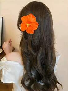 15pcs Hawaiian Flower Hair Clips, Women Floral Hair Clips, Artificial Flower Hair Clips, Hibiscus & Lotus Flower Hair Clips, Beach Party Hair Accessories, Summer Tropical Flower Hair Decor, Beach Photo Hair Accessories, Boho Style, Women Daily Wear Hair Clips, Hair Slide, Hair Barrettes - Multicolor - View 3