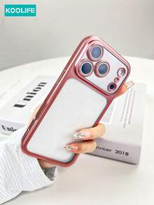 Koolife 1pc Electroplated Metallic Paint Matte Glitter Phone Case, Fashionable TPU Soft Shell With Built-In Lens Film, Compatible With IPhone 17/17 Pro/17 Pro Max, 16/16 Pro/16 Pro Max/16 Plus, 15/15 Pro/15 Pro Max/15 Plus - Pink - View 6