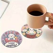 4 Stück/6 Stück/300 Stück Osterhasen Muster Diatomeenerde Untersetzer, geeignet für Heimdekoration, Cafés, Nachmittagstee, Restaurantdekoration, Themenfeiern, tägliche Dekoration und auch als Geschenk verwendbar - Verschiedenfarbig - Übersicht 5