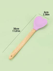 1个硅胶勺 - 耐高温奶油涂抹器、蛋糕搅拌工具、家用烘焙用具、心形果酱刮刀 - 彩色 - 查看 6