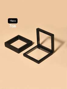 10pcs Black 3D Floating Display Cases - Anti-Oxidation & Dustproof Jewelry Boxes For Earrings, Necklaces, Coins & Pins - Transparent Plastic Organizer With Hinged Lids