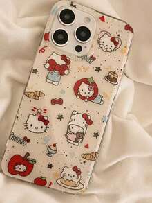 Sanrio Splatter Cake Cartoon Graffiti Hello Kitty Compatible With Apple 16, Cute Dual-Layer Protective Case Compatible With IPhone 17/15 Pro Max, New 14 Pro Max, 13 Pro, White Base, Shockproof Phone Cover - Multicolor - View 3