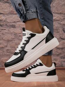Sepatu Sneakers Olahraga Kasual Colorblock Ringan Terbaru, Sepatu Atletik Pria yang Modis, Bernapas, dan Nyaman, Serbaguna untuk Musim Semi/Panas - Hitam - View 5