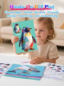 Set Puzzle Stiker Geometri, Kit Seni Stiker DIY 3D untuk Anak-anak, Tema Hewan, Dinosaurus, Laut, dan Lalu Lintas, Mainan Puzzle Seru untuk Bermain di Rumah & Hadiah - MultiWarna - View 2