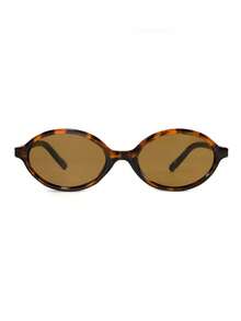 1 Pair Retro Oval Small Frame Fashion Fashion Glasses, Unisex, Stylish High-End Casual Daily Wear, Women Beach Accessory Glasses - Brown - View 8