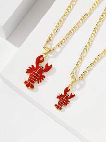 Bộ 2 mặt dây chuyền hình tôm hùm bằng đồng cổ điển, phiên bản giới hạn, thích hợp làm quà tặng Giáng sinh/Lễ Tạ ơn/Halloween/Ngày của Mẹ/Ngày Valentine cho các cặp đôi, bạn bè, cha mẹ đỡ đầu, lễ Rước lễ lần đầu, đeo hàng ngày, hoặc dùng trong cầu nguyện. - Vàng - Xem 2