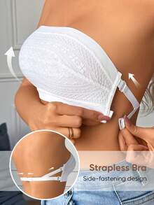 MEIYATING Áo ngực quây ren gợi cảm dành cho nữ, thoáng khí, nhẹ, không lưng, phù hợp với nhiều trang phục mùa hè. - trắng - Xem 4