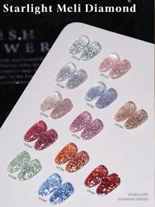 12毫升容量，2025秋冬新款女士圣诞礼盒套装，包含7种颜色：月光极光紫、金、黄、紫棕色底色，搭配彩色玻璃珠、水晶石和猫眼造型凝胶指甲油。适合所有季节美甲，需搭配底油和亮油使用，并需使用UV灯固化。植物基凝胶指甲油套装，适合初学者，可用于居家、办公、通勤、约会等各种场合。畅销沙龙级品质，持久28天。 - 彩色 - 查看 20