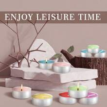 迷你无香蜡烛套装，植物蜡材质，适用于家居、泳池、婚礼、日常使用，也可作为生日蜡烛、情人节礼物。 - 彩色 - 查看 7