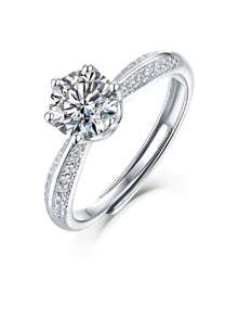 1/2/3/5 Carat Moissanite Diamond Ring, 925 Sterling Silver Women's Wedding Band, Suitable For Banquet, Party, Official Occasions, Festivals, Valentine's Day, Engagement, Wedding, Anniversary, Birthday Gift, With Certificate - Silver - View 33