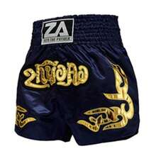 Quần đùi tập luyện Muay Thai, Sambo và các môn thể thao đối kháng, quần đùi MMA dành cho người lớn với thêu chữ vàng, mùa xuân. - Màu xanh lam - Xem 3