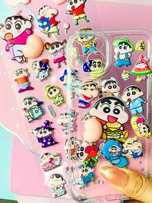 1张随机款式3D卡通贴纸，防水蜡笔小新装饰浮雕贴纸，适用于装饰手机壳、笔记本电脑、行李箱、杯子、滑板、笔记本、吉他等。非常适合日常使用、儿童生日礼物、返校用品。 - 彩色 - 查看 7