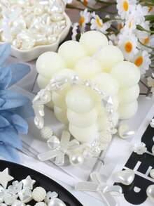 30/50/100g Assorted ABS Faux Pearl Beads, Heart Flower Star Bowknot White Pearl Beads For Jewelry Making, DIY Bracelets Necklaces Earrings Key Chains Crafts Accessories - Pearl - View 8