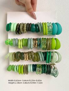 1-30对随机绿色水滴复古硬币Y2K亚克力夸张时尚耳环套装，盲盒组合，母亲节、情人节、圣诞节、新年礼物，日常佩戴