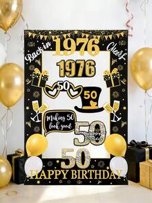 1set Black Gold 50th Birthday PhotoBooth Props,Happy Birthday Paper Photo Frame,Party Photo Booth Props,Black Gold Fifty Birthday Party Decoration,Fun Party Accessories, Birthday Celebrations In 2008,50 Year Old Birthday Party Supplies,Birthday Gift Party Favor - 50th Birthday - View 1