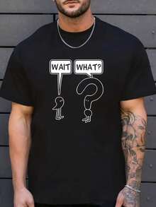 Printed T-Shirts With Interesting Patterns, Modern Men's Short-Sleeved Cotton T-Shirts, Creative Round Neck T-Shirts, Fashionable And Versatile Summer And Four-Season Clothing, 220g 100% Cotton Family T-Shirt - 黑色 - 查看 1