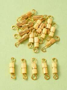 20pcs Iron Screw Clasp Double Connector Findings, Suitable For DIY Bracelet & Necklace Making - Gold Screw Ring - View 1