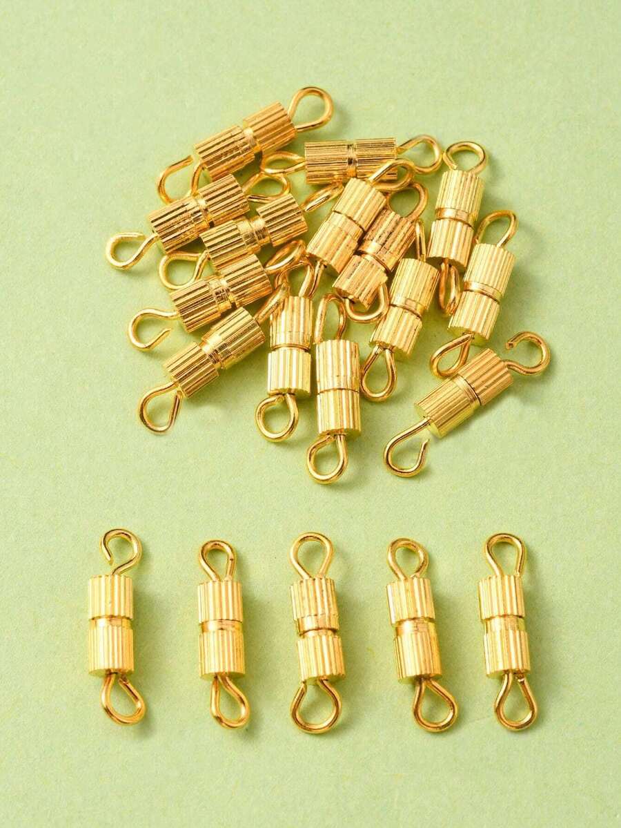 20pcs Iron Screw Clasp Double Connector Findings, Suitable For DIY Bracelet & Necklace Making - Gold Screw Ring - View 1