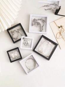 10pcs Black 3D Floating Display Cases - Anti-Oxidation & Dustproof Jewelry Boxes For Earrings, Necklaces, Coins & Pins - Transparent Plastic Organizer With Hinged Lids